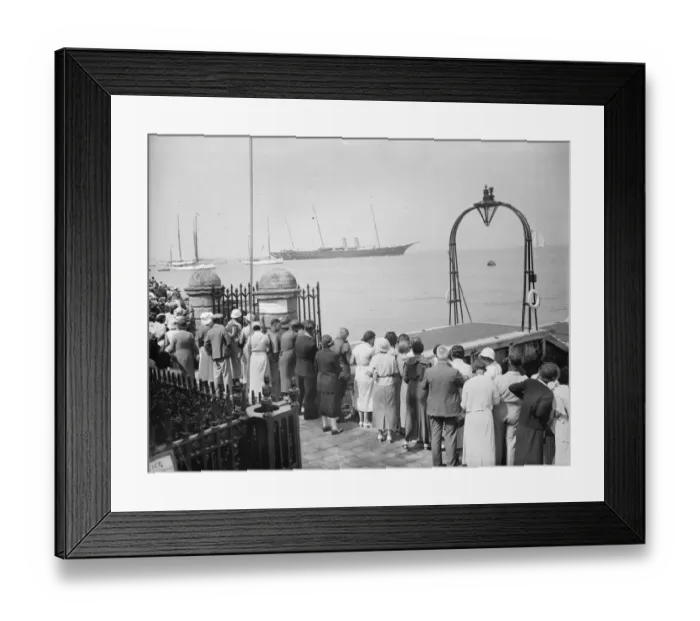 Framed Print : The King and Queen board Royal Yacht for holiday afloat. The King and Queen arriving Framed Print : The King and Queen board Royal Yacht for holiday afloat. The King and Queen arriving