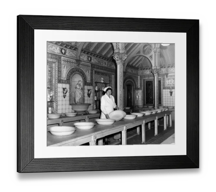 Framed Print : The Royal farms at Windsor. In Queen Victorias dairy, Mrs Nora Forsyth is Framed Print : The Royal farms at Windsor. In Queen Victorias dairy, Mrs Nora Forsyth is