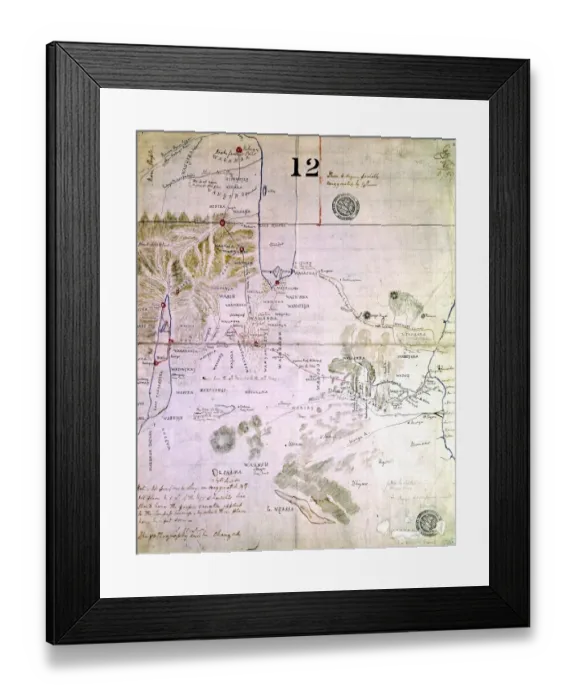 Framed Print : The map drawn by Speke for the Royal Geographical Society 1858