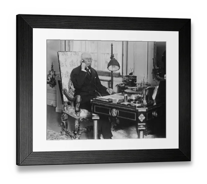 Framed Print : When Kings chat by telephone. An exclusive picture made in the Royal Castle of Drottingholm