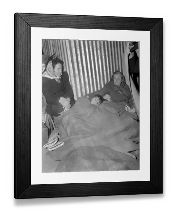 Framed Print : Royal Wedding. A women keeping guard over two children whilst they wait all through Framed Print : Royal Wedding. A women keeping guard over two children whilst they wait all through