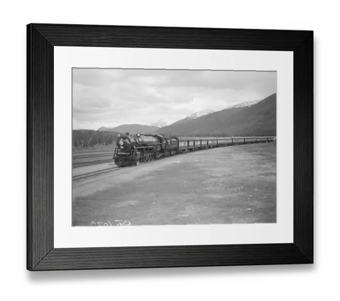 Framed Print : The Royal train arriving at Jasper in the Rocky Mountains June 1939 Framed Print : The Royal train arriving at Jasper in the Rocky Mountains June 1939