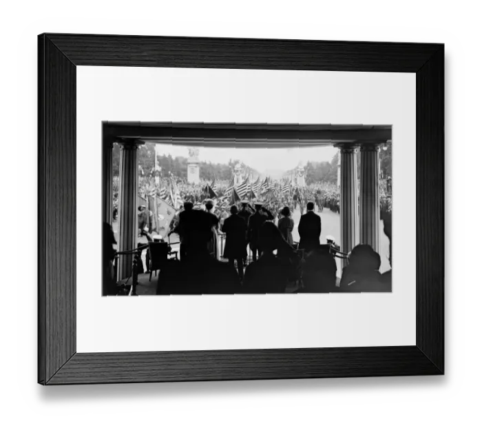 Framed Print : The Great Victory March. French troops passing the King. ( taken from the back of the dais Framed Print : The Great Victory March. French troops passing the King. ( taken from the back of the dais
