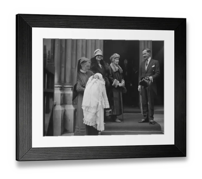 Framed Print : Christening of infant son of Capt and Mrs Alastair Campbell at St James, Spanish Place Framed Print : Christening of infant son of Capt and Mrs Alastair Campbell at St James, Spanish Place