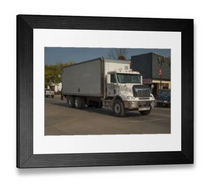 Framed Print : Freightliner 6 wheel rigid box truck photographed on the main road into Collingwood Framed Print : Freightliner 6 wheel rigid box truck photographed on the main road into Collingwood