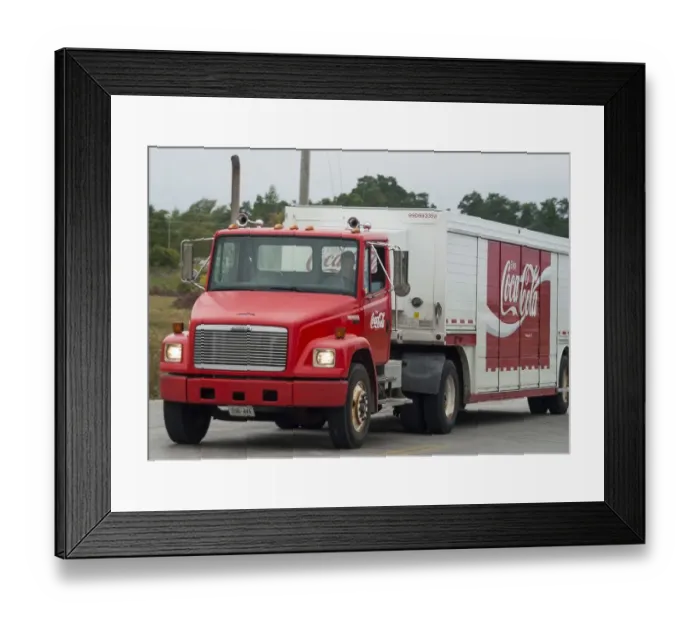Framed Print : Specialist vehicle A suburban semi outfit, a small 4x4 Freightliner semi unit