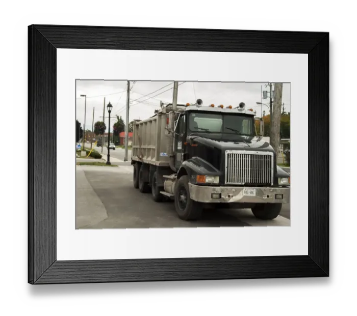 Framed Print : International Eagle 8 wheel tipper truck, parked at the kerbside Framed Print : International Eagle 8 wheel tipper truck, parked at the kerbside