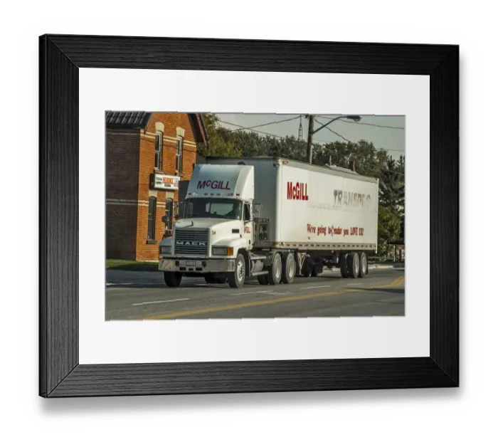Framed Print : White MACK 6 x4 day cab tractor unit with a white box semi (articulated) trailer Framed Print : White MACK 6 x4 day cab tractor unit with a white box semi (articulated) trailer