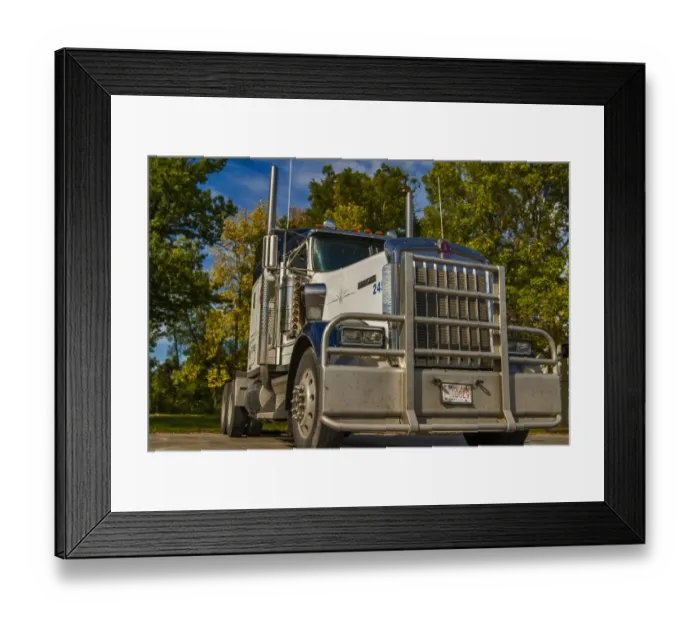 Framed Print : Kenworth 6x4 semi unit parked in the sun against gorgous autumn colours, taken