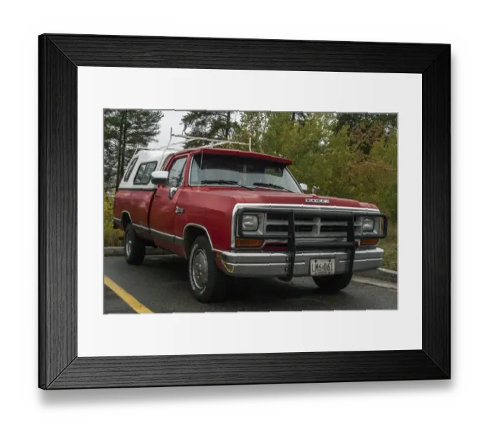 Framed Print : Red Dodge RAM pick up truck with a customised roof fitting Framed Print : Red Dodge RAM pick up truck with a customised roof fitting