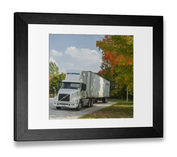 Framed Print : Volvo 6x4 day cab artic unit with a twin axle box trailer sat in glorious autumn Framed Print : Volvo 6x4 day cab artic unit with a twin axle box trailer sat in glorious autumn