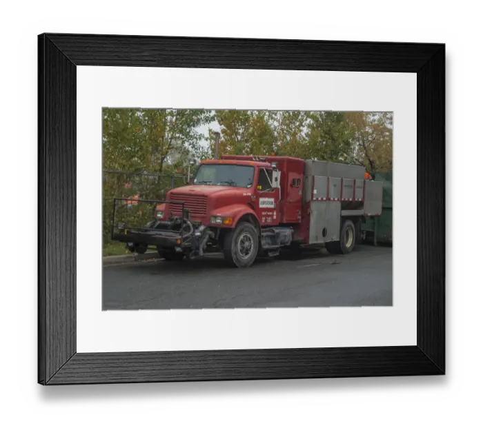 Framed Print : An old International 4 wheeled rigid lorry in use with the fire protection service