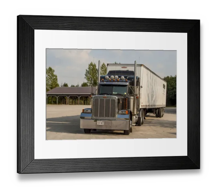 Framed Print : Peterbilt 6x4 semi tracter unit with a twin axle box trailer in the Blue Mountains Framed Print : Peterbilt 6x4 semi tracter unit with a twin axle box trailer in the Blue Mountains
