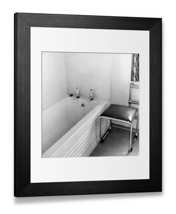 Framed Print : Line on the Kings bath is at the five inch level to conserve water on the royal train