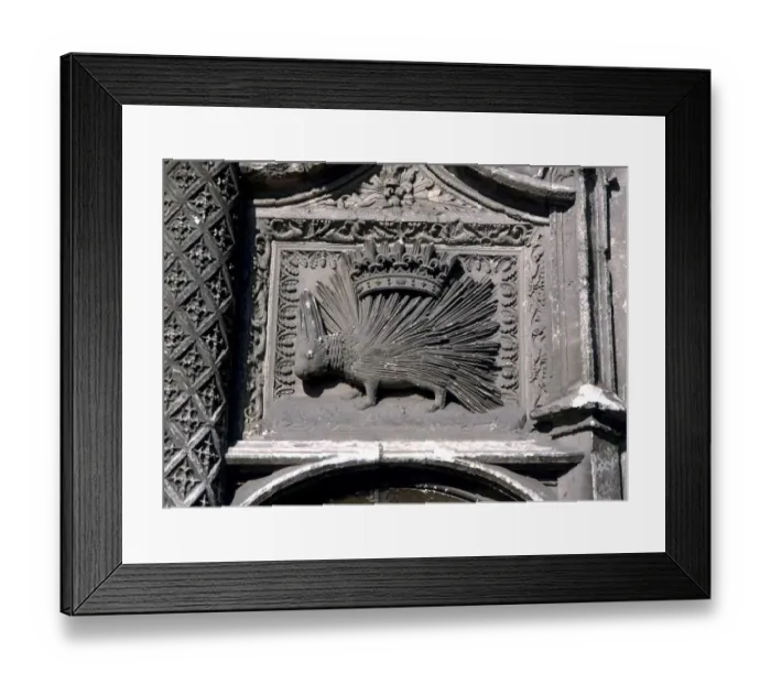 Framed Print : PORCUPINE The porcupine with the royal crown is the emblem of King Louis XII. Carved Framed Print : PORCUPINE The porcupine with the royal crown is the emblem of King Louis XII. Carved