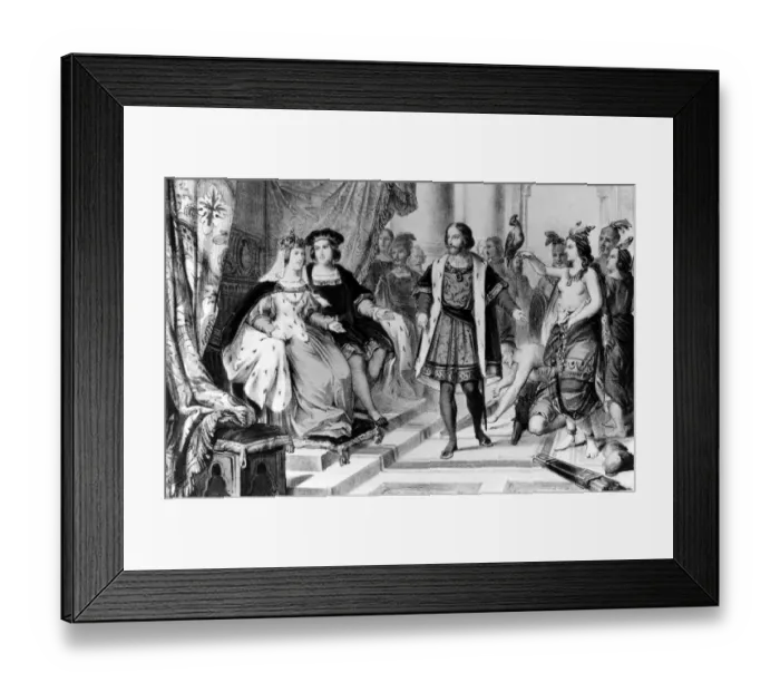 Framed Print : Christopher Columbus being welcomed by the Spanish kings after he had returned Framed Print : Christopher Columbus being welcomed by the Spanish kings after he had returned