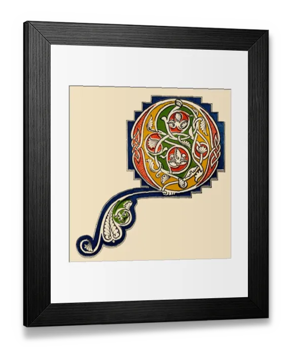 Framed Print : Capital letter Q - initial letter taken from a MS in the Royal Library at Paris Framed Print : Capital letter Q - initial letter taken from a MS in the Royal Library at Paris
