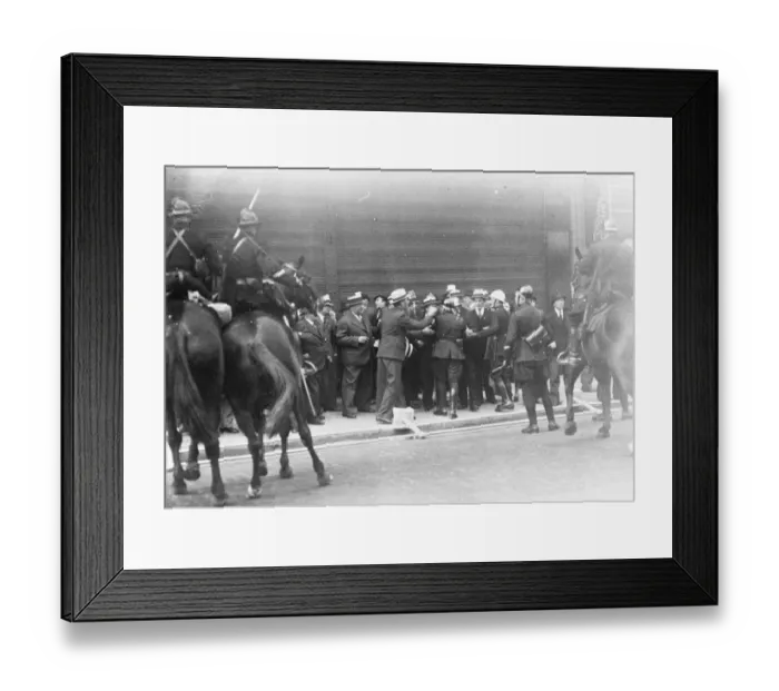 Framed Print : Many injured in Brussels riots. Police clash with war veterans. Fierce fighting