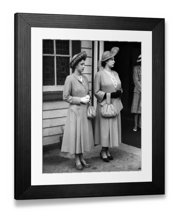 Framed Print : Princess Elizabeth and her sister Princess Margaret at Ballater Station on route to Balmoral 1948 Framed Print : Princess Elizabeth and her sister Princess Margaret at Ballater Station on route to Balmoral 1948