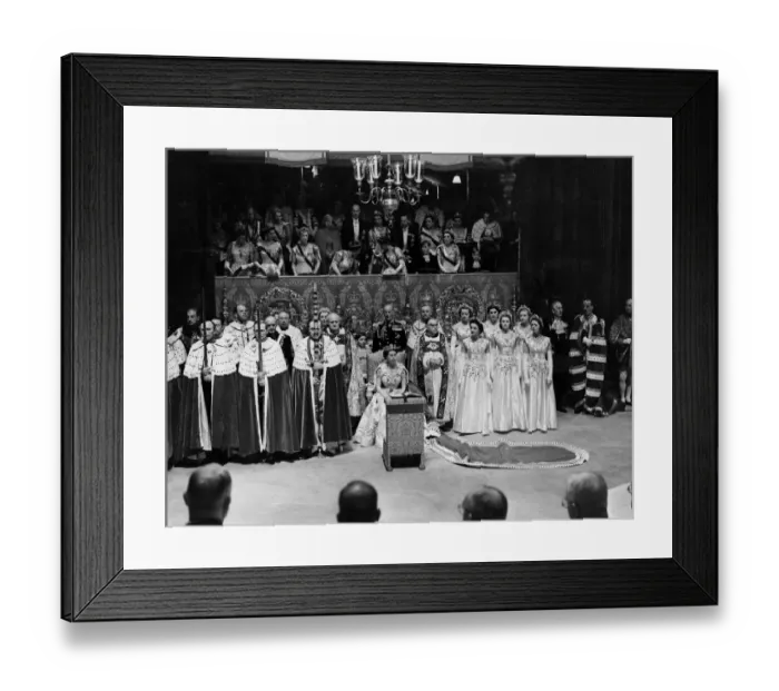 Framed Print : Coronation of Queen Elizabeth II Queen Elizabeth II after making her humble adoration Framed Print : Coronation of Queen Elizabeth II Queen Elizabeth II after making her humble adoration