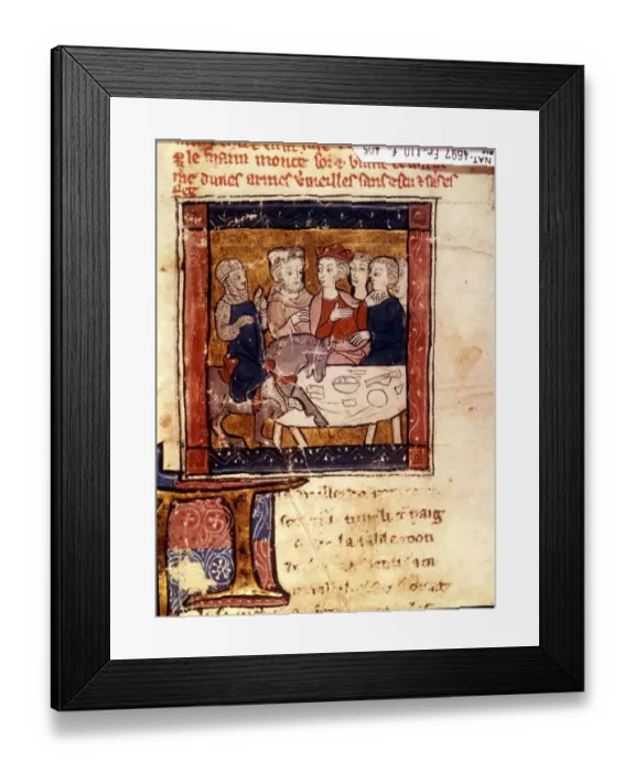 Framed Print : Galahad comes to King Arthur 1250-80. Sir Galahad was one of the knights of King