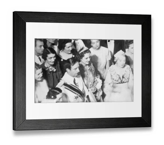 Framed Print : King Zog and his Queen at reception in Tirana, 10th anniversary of Kings proclamation, celebrated