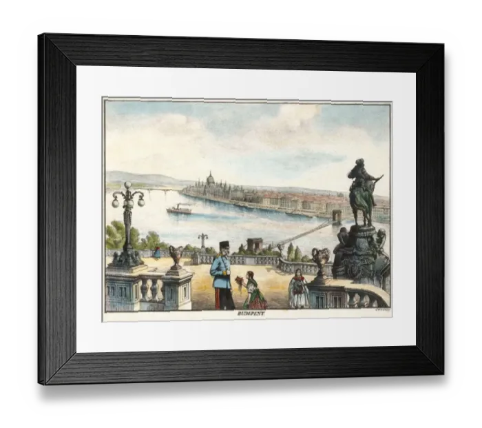 Framed Print : Archive Hungary - Budapest 1896 - postcard. View from the Royal Palace in Buda