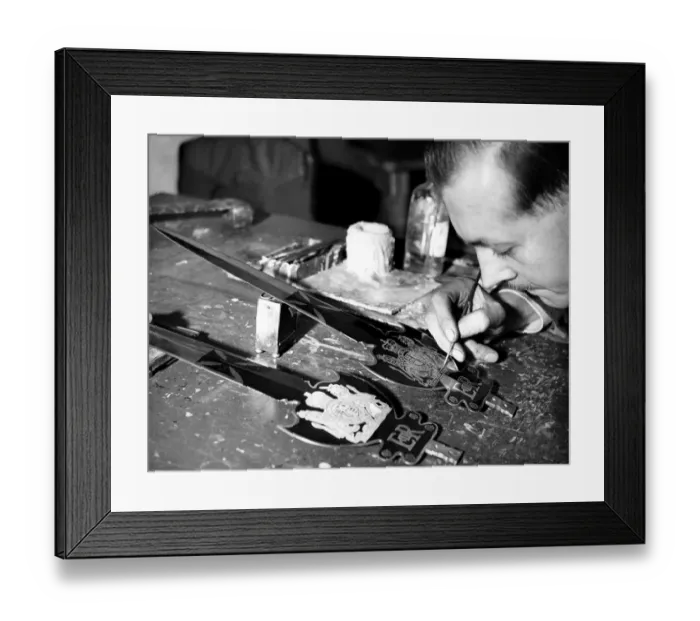 Framed Print : Sword cutters are busy making officers ceremonial swords or refurbishing old ones Framed Print : Sword cutters are busy making officers ceremonial swords or refurbishing old ones