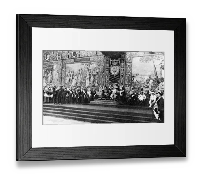 Framed Print : The Royal opening of the International Exhibition at Barcelona: The King and Queen