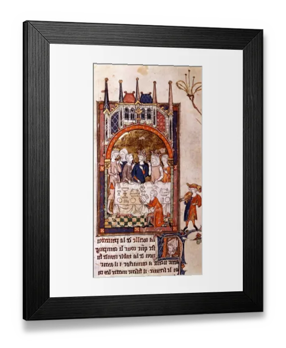 Framed Print : Lancelot tells his tales of the quest to King Arthur. Guinevere on the eve of the pentecost