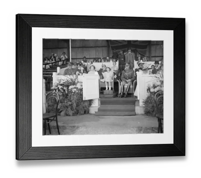 Framed Print : Princess Elizabeth at Aldershot Tattoo. Princess Elizabeth with her parents, the Duke Framed Print : Princess Elizabeth at Aldershot Tattoo. Princess Elizabeth with her parents, the Duke