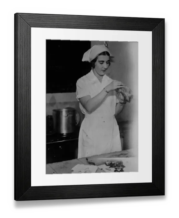 Framed Print : A Royal cook. Princess Ingrid of Sweden, photographed while working at the Cooking Framed Print : A Royal cook. Princess Ingrid of Sweden, photographed while working at the Cooking