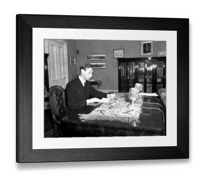 Framed Print : King George VI during the Empire Day broadcast. 24 May 1939