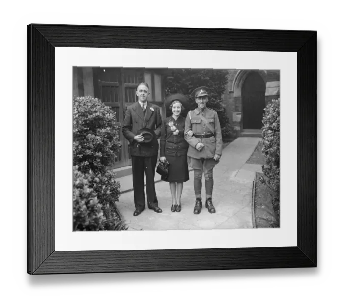 Framed Print : The wedding of the Lampards in Mottingham, Kent. The bride and groom with the best man Framed Print : The wedding of the Lampards in Mottingham, Kent. The bride and groom with the best man