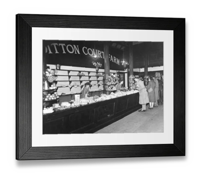 Framed Print : Ditton Court Farm - tea room counter. Ditton, Kent, England November 1947 Framed Print : Ditton Court Farm - tea room counter. Ditton, Kent, England November 1947