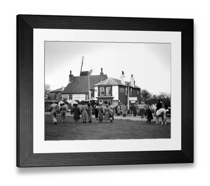 Framed Print : They met on the cricket green outside the Cricketers Inn Meopham, Kent - but horses Framed Print : They met on the cricket green outside the Cricketers Inn Meopham, Kent - but horses