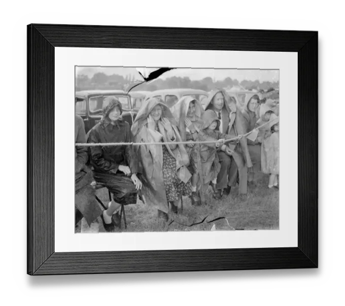 Framed Print : The Edenbridge and Oxted Show - 4 August 1952 Heavy rain did not deter these spectators Framed Print : The Edenbridge and Oxted Show - 4 August 1952 Heavy rain did not deter these spectators