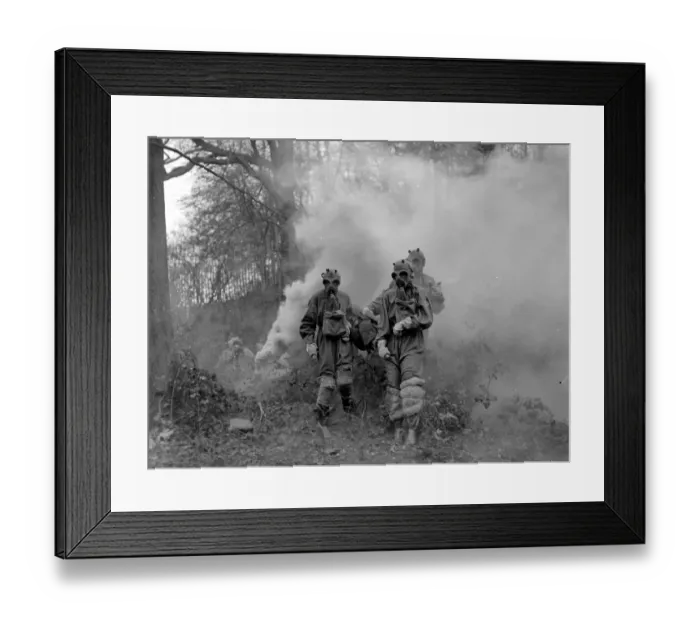Framed Print : Gas Attack by Air. The famous Chislehurst Caves formed the scene of action for