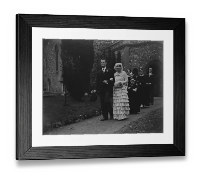 Framed Print : A wedding of a couple in Orpington, Kent. The bride and groom. 1939 Framed Print : A wedding of a couple in Orpington, Kent. The bride and groom. 1939