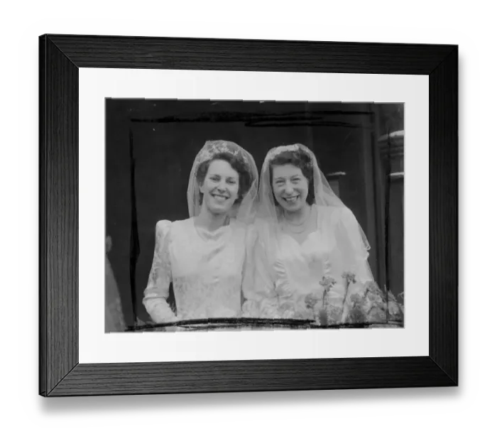 Framed Print : Double hitch up. Sisters Joan and Hope Connor had a double wedding at Holy Trinity Church Framed Print : Double hitch up. Sisters Joan and Hope Connor had a double wedding at Holy Trinity Church