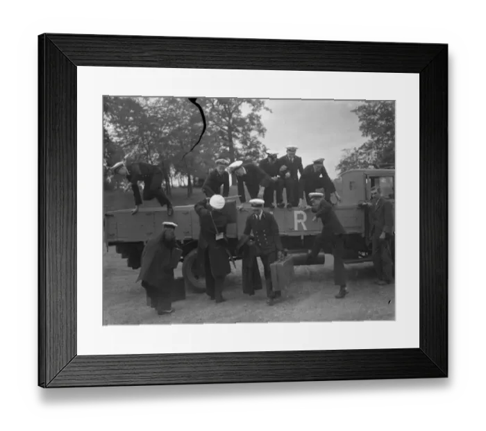 Framed Print : Naval cadets from the Thames Nautical College training ship HMS Worcester are being
