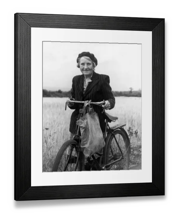 Framed Print : Mrs Florence Allbeury is 80 years old. She lives at Swanley Kent. With her bicycle 1954 Framed Print : Mrs Florence Allbeury is 80 years old. She lives at Swanley Kent. With her bicycle 1954