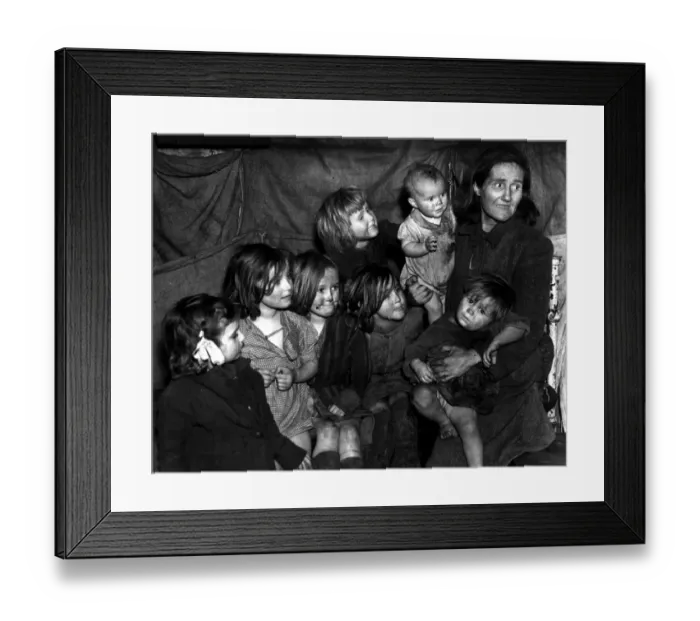 Framed Print : Mother with her seven children all looking very dirty 1948 photograph by John Topham Framed Print : Mother with her seven children all looking very dirty 1948 photograph by John Topham
