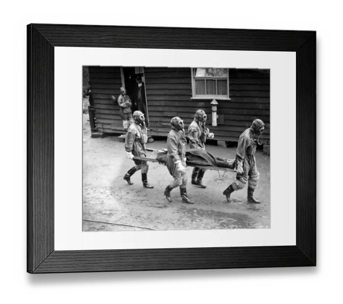 Framed Print : Gas Attack by Air. The famous Chislehurst Caves formed the scene of action for Framed Print : Gas Attack by Air. The famous Chislehurst Caves formed the scene of action for