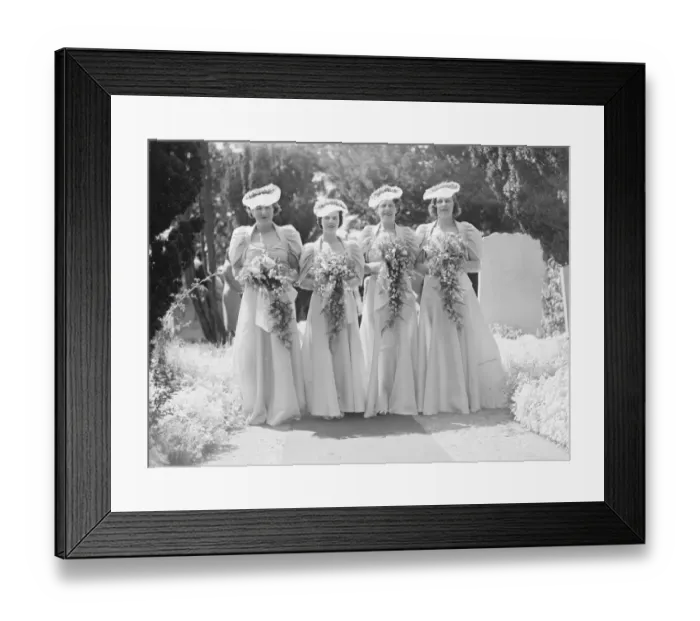 Framed Print : The wedding of Guy Farrr and Mary Stacey in Crayford, Kent. The bridesmaids. 1939 Framed Print : The wedding of Guy Farrr and Mary Stacey in Crayford, Kent. The bridesmaids. 1939