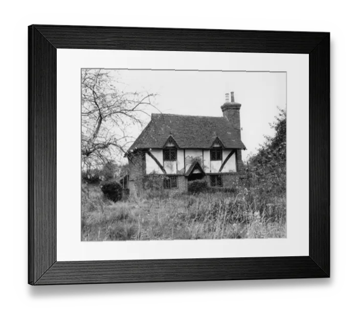 Framed Print : Chippens Bank, Hever, Kent, as a derelict cottage before John Topham moved in Framed Print : Chippens Bank, Hever, Kent, as a derelict cottage before John Topham moved in