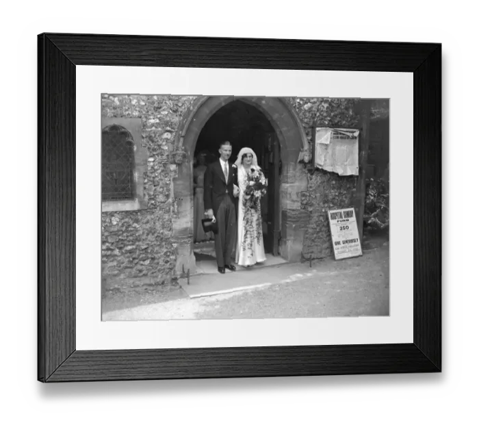 Framed Print : Lawrence and Broughton wedding at Orpington Parish, Kent. 1934 Framed Print : Lawrence and Broughton wedding at Orpington Parish, Kent. 1934