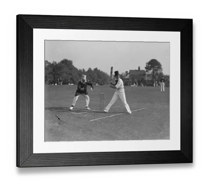 Framed Print : Top hats and side whiskers were worn by players in an old time cricket match between Tonbridge Framed Print : Top hats and side whiskers were worn by players in an old time cricket match between Tonbridge