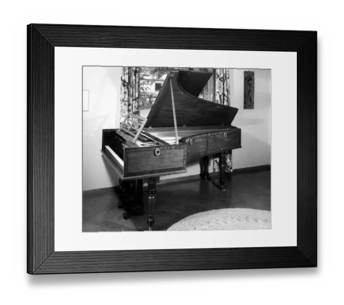 Framed Print : Grand pianoforte, 1824, by John Broadwood six and a half octaves. Length 89 inches Framed Print : Grand pianoforte, 1824, by John Broadwood six and a half octaves. Length 89 inches