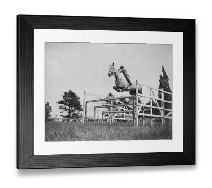 Framed Print : Paddock Wood Horse Show Miss Pauline Jones of East Grinstead taking the triple bar